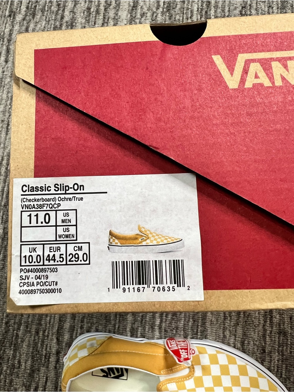 Mens Vans Classic Slip-On Checkerboard Size 11 - Picture 8 of 9